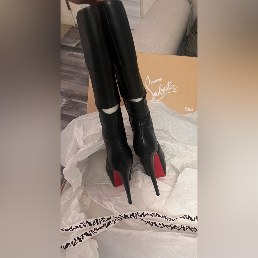 💯 Authentic Christian Louboutin “Bandita” Black Leather Boots 160mm Size 36.5!! - Picture 8 of 15